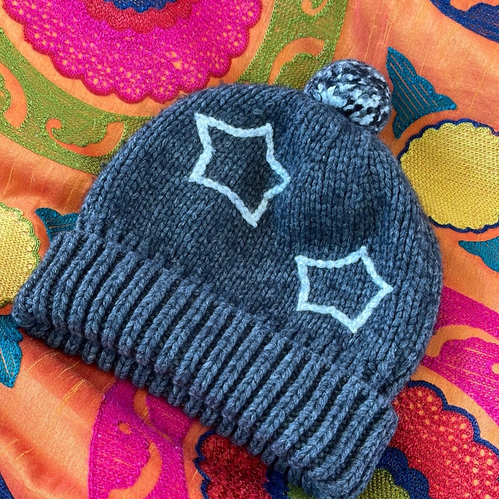 Madewell knit Winter beanie hat dark gray with Pom